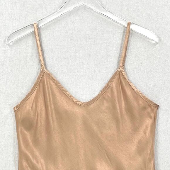 ENZA COSTA Bias Cami Tank Women Medium Khaki V-neck Adjustable Strappy Satin NEW - Picture 7 of 16